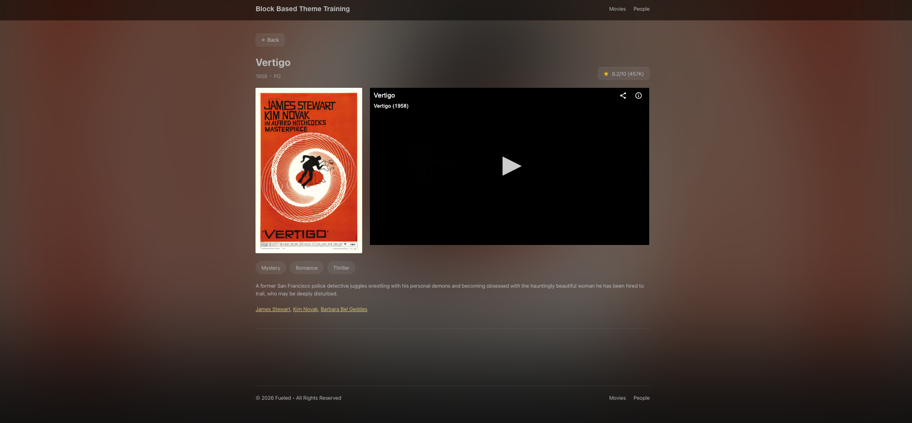 The movie single frontend view